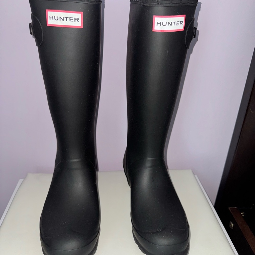 Women Tall Hunter Black Rain Boots